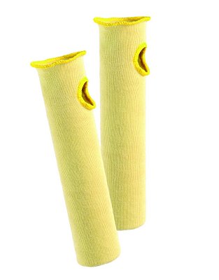 Chrániče předloktí z pleteného aramidu a otvorem pro palec