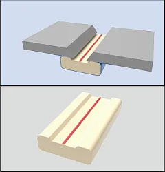 Keramická podložka s lichoběžníkovou drážkou na hliníkové podložce, délka 0,6 m