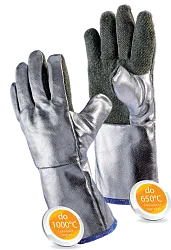 Tepelně odolné rukavice JUTEC do 600 °C kontaktního a 1000 °C sálavého tepla H125A2xx-W2-PV s přidanou tepelnou izolací dlaně